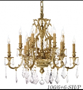 Đèn chùm đồng Possoni (ý) 106/6+6-SH/PB