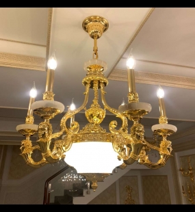 Đèn chùm đồng mạ vàng 24k LUXURY HT7034-6