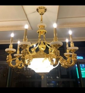 Đèn chùm đồng mạ vàng 24k LUXURY HT7035-8