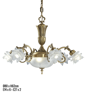 Đèn chùm đồng Ý Possoni 15-6