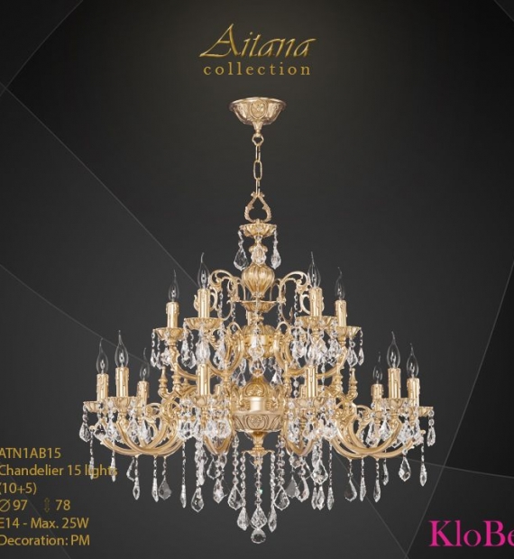 ĐÈN CHÙM ĐỒNG KLOBE ATN1AB15
