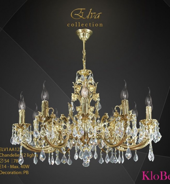 ĐÈN CHÙM ĐỒNG KLOBE ELV1AA12